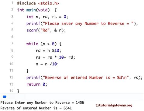 c program to reverse a number.
